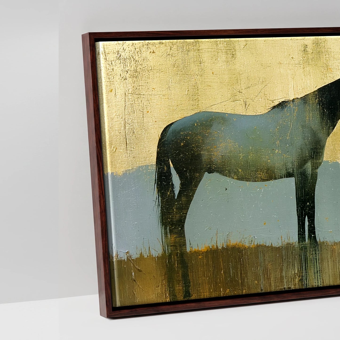 Gilded Pastures - artwork detail in a brown float frame