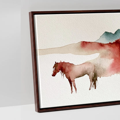 Crimson Ridge Horizon - artwork detail in a brown float frame