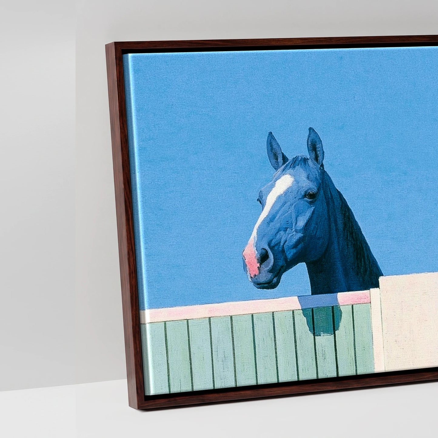 The Morning Line-Up - artwork detail in a brown float frame
