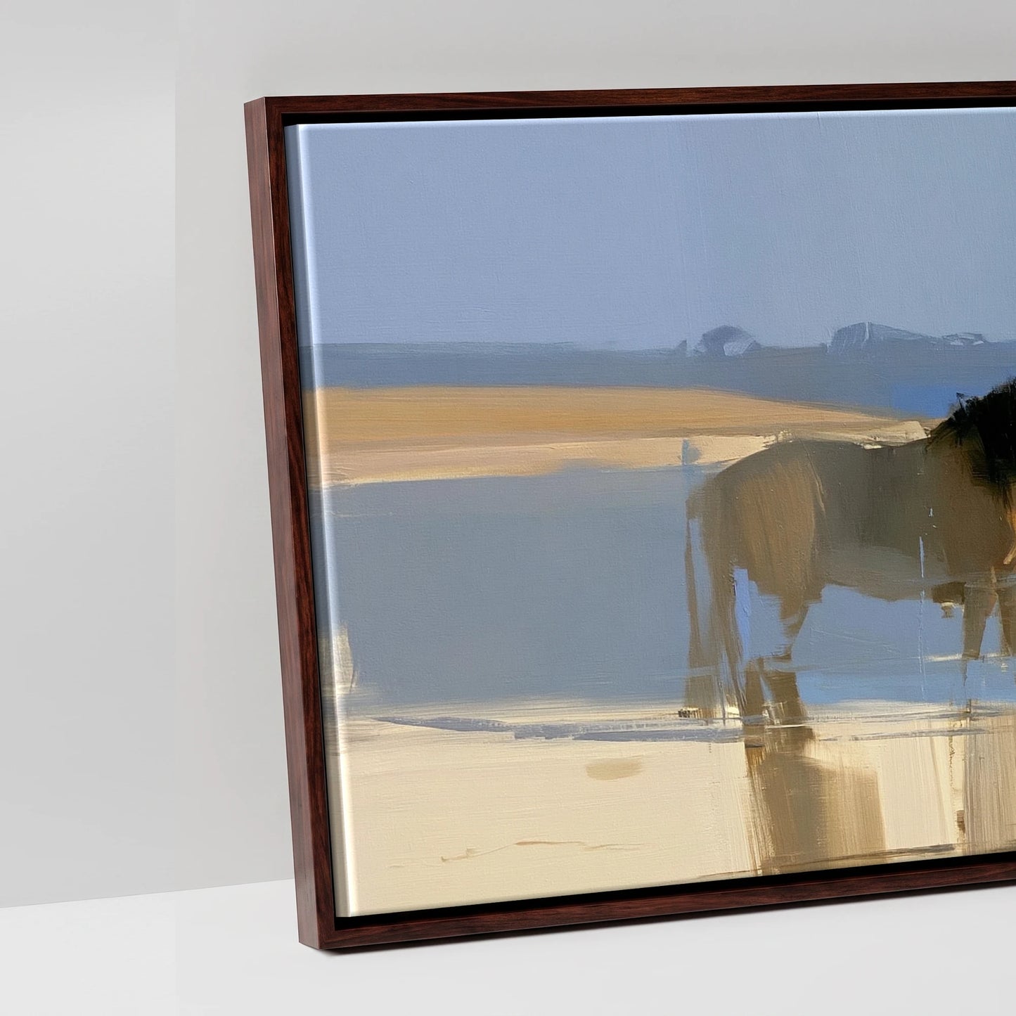 Stillness in the Shallows - artwork detail in a brown float frame