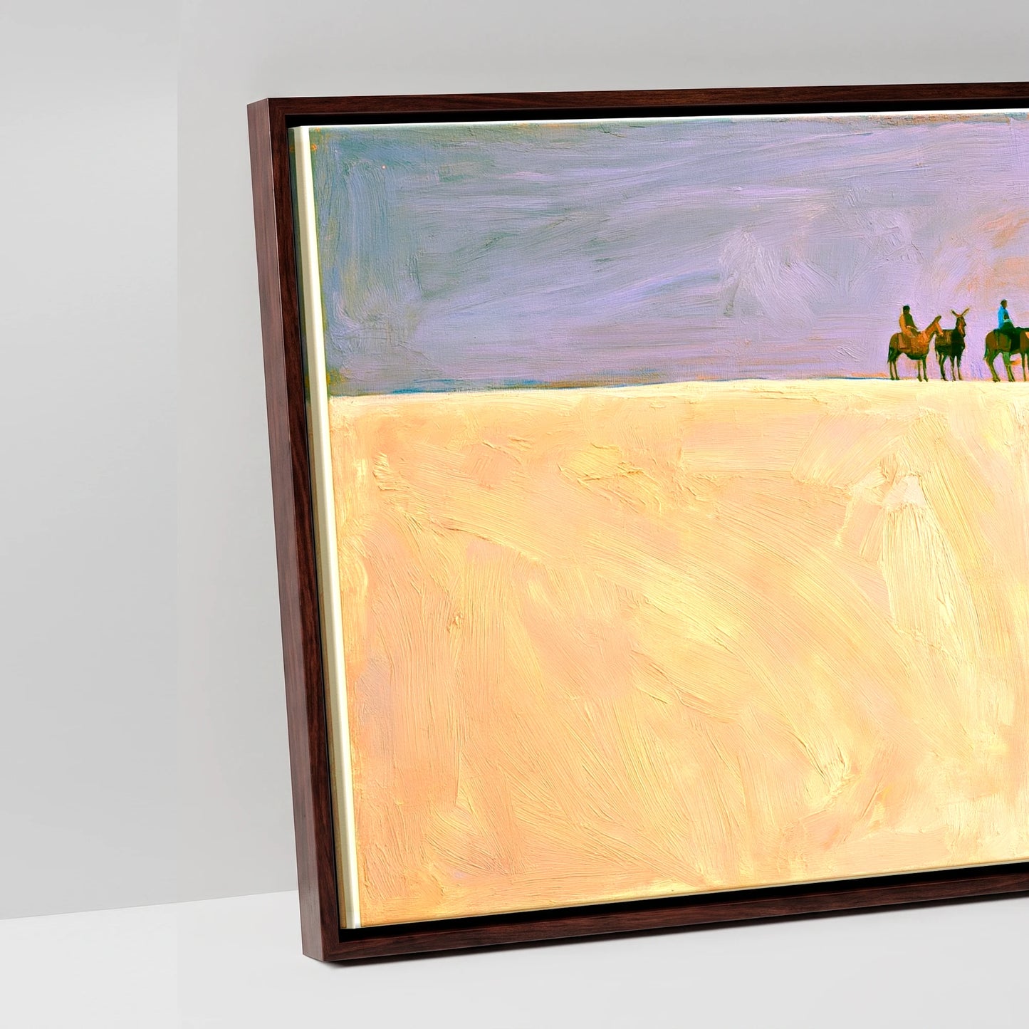 The Cobalt Horizon - artwork detail in a brown float frame