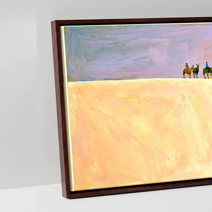 The Cobalt Horizon - artwork detail in a brown float frame