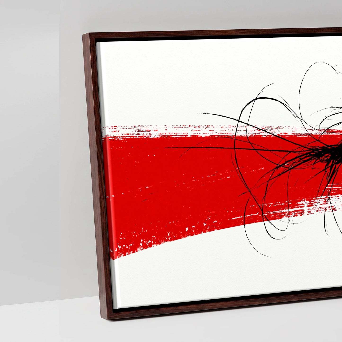 The Crimson Gallop - artwork detail in a brown float frame