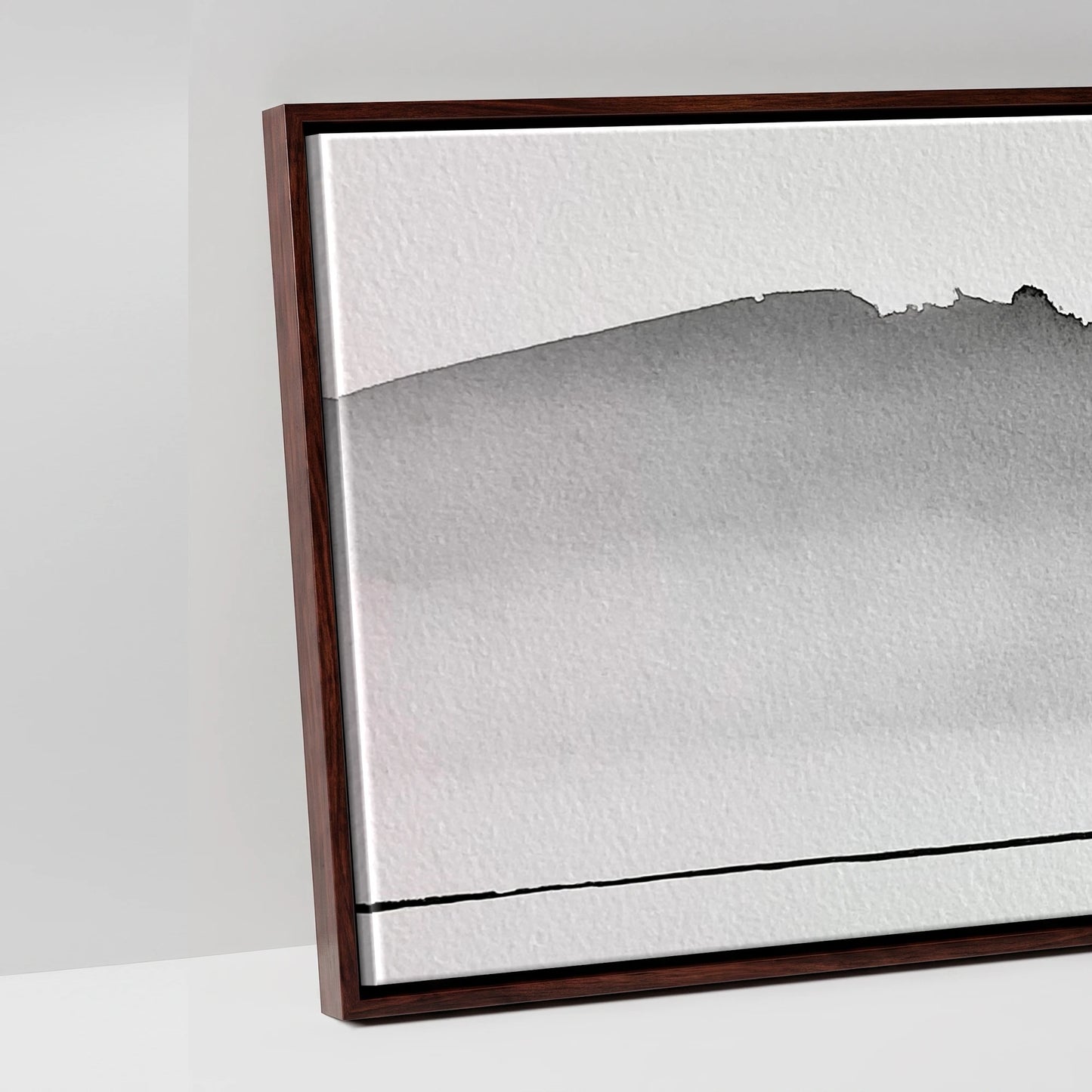 Solitude in Ink - artwork detail in a brown float frame