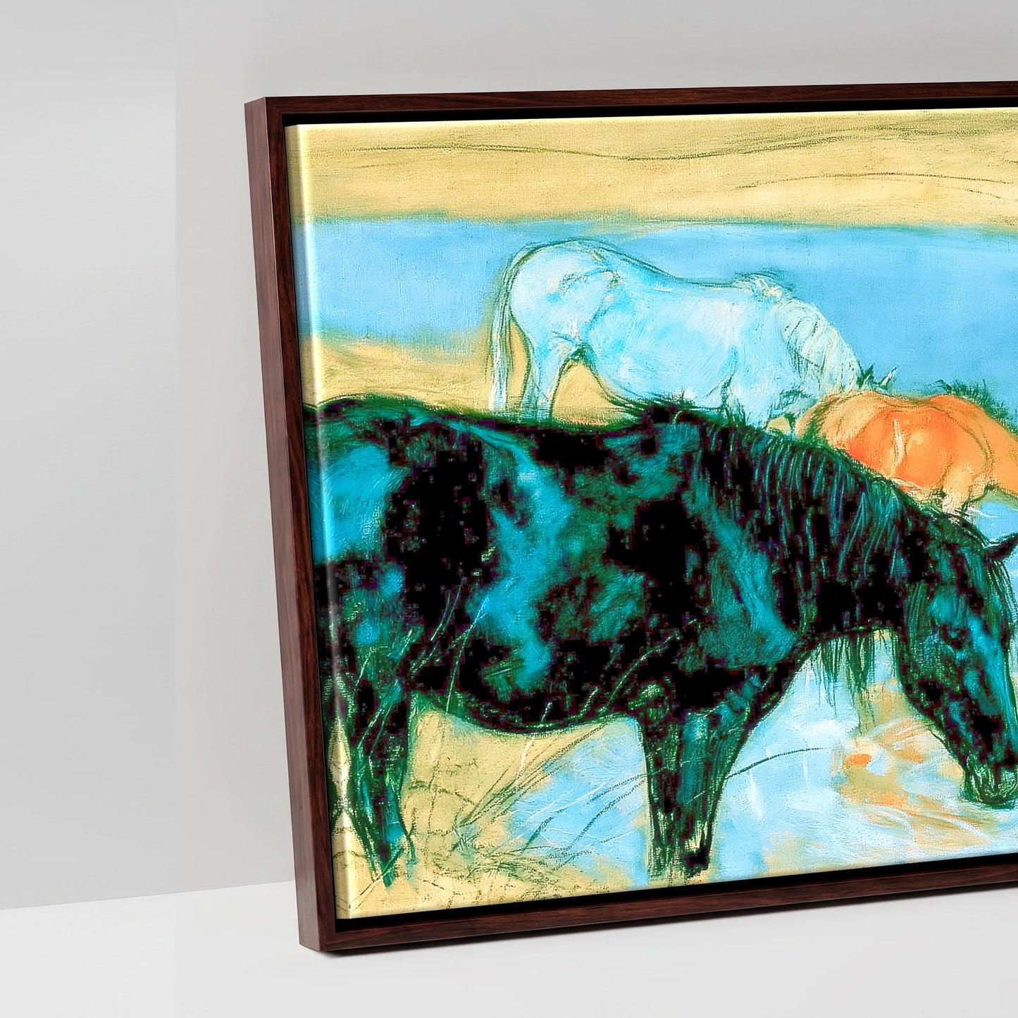 The Cerulean Stream - artwork detail in a brown float frame