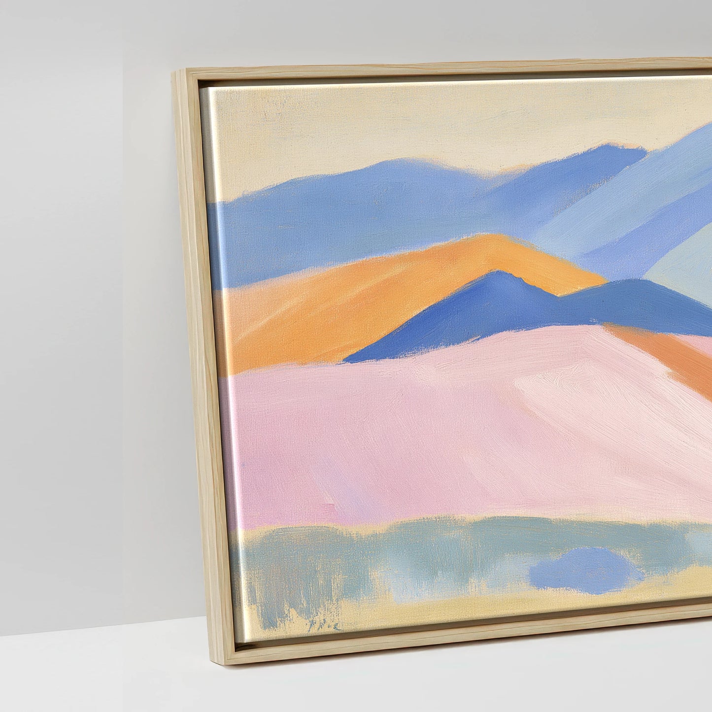 Lavender Mountain Horizon - artwork detail in a natural float frame