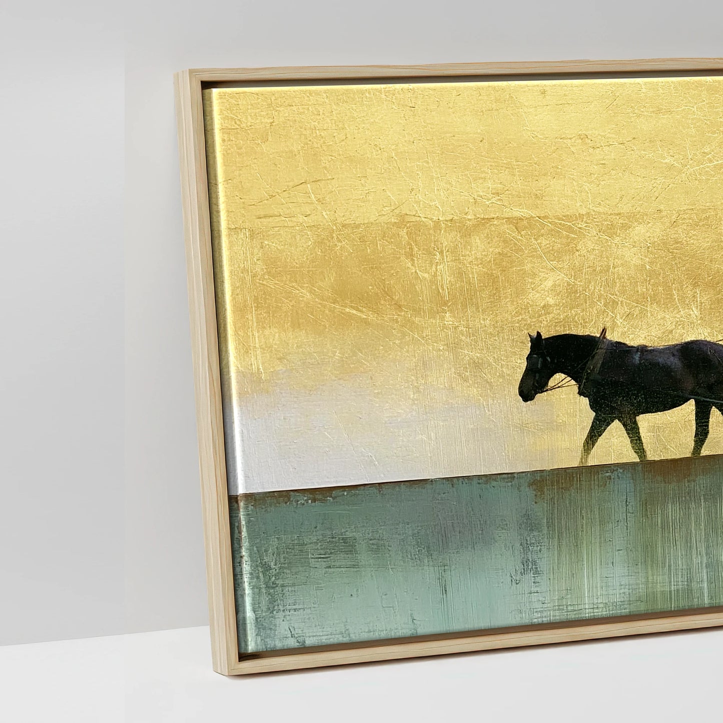 The Golden Drive - artwork detail in a natural float frame