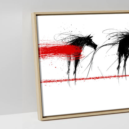 The Crimson Line - artwork detail in a natural float frame