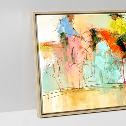 The Vibrant Canter - artwork detail in a natural float frame