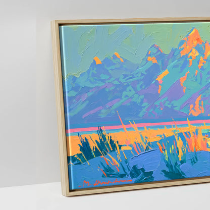 Wild Cobalt Range - artwork detail in a natural float frame