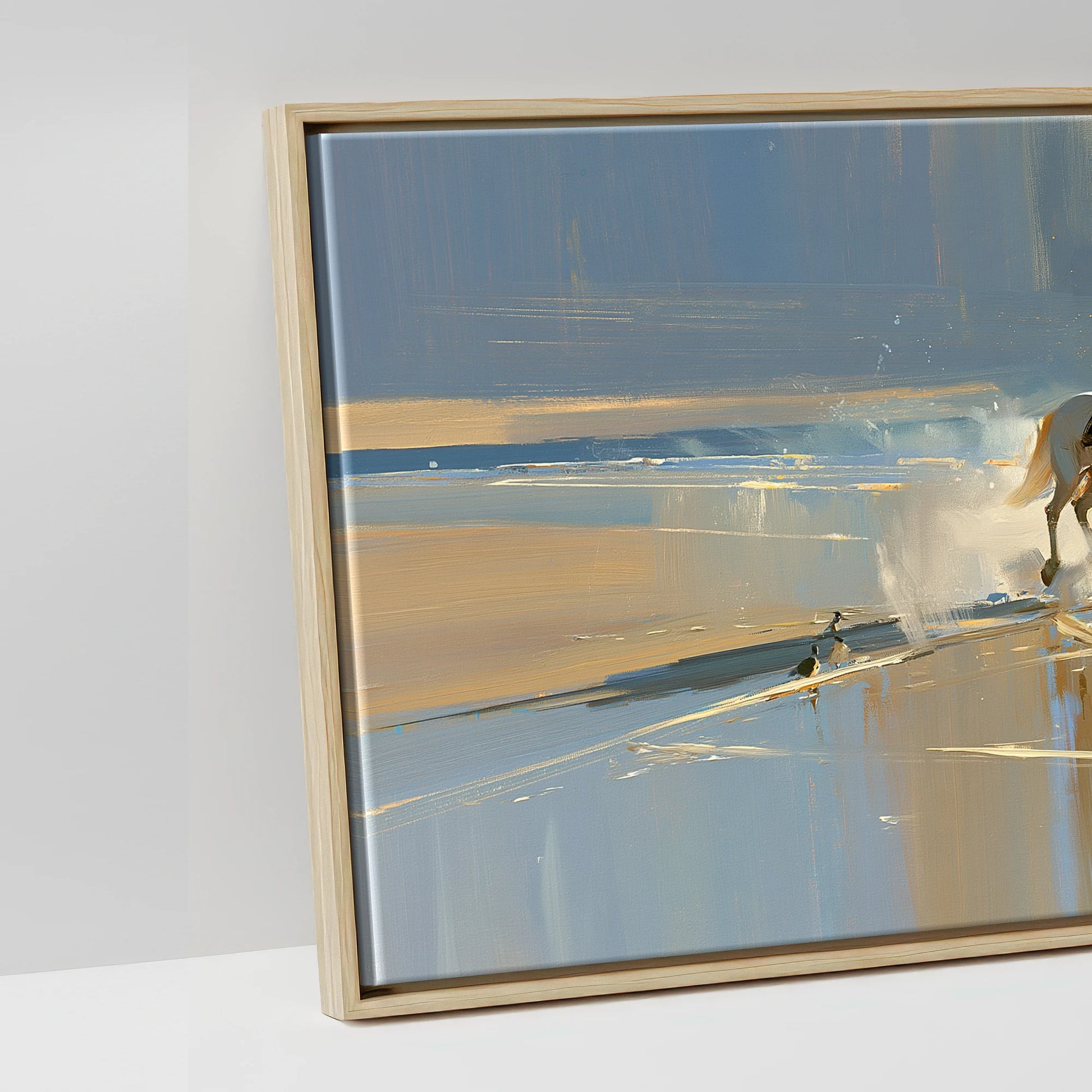 Sunlit Shoreline Ride - artwork detail in a natural float frame