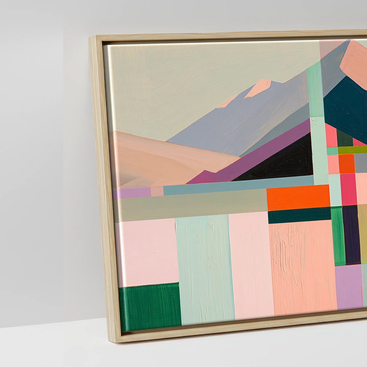 Faceted Equine Horizon - artwork detail in a natural float frame