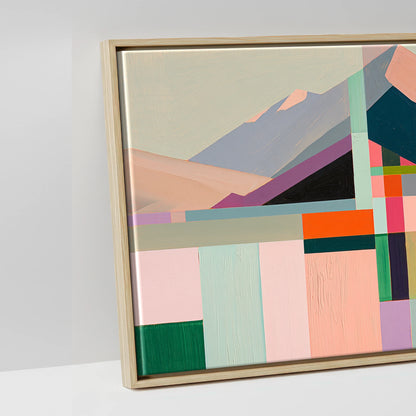 Faceted Equine Horizon - artwork detail in a natural float frame