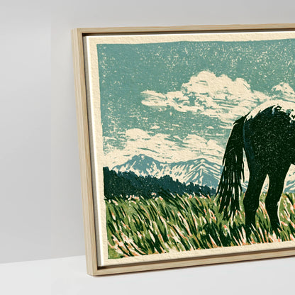 Rustic Range Silhouette - artwork detail in a natural float frame