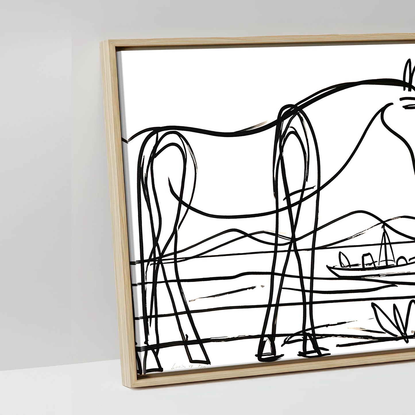 Equine Coastal Rhythm - artwork detail in a natural float frame