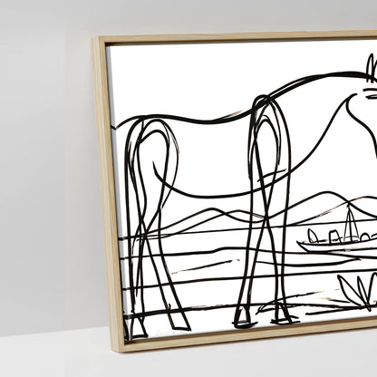 Equine Coastal Rhythm - artwork detail in a natural float frame
