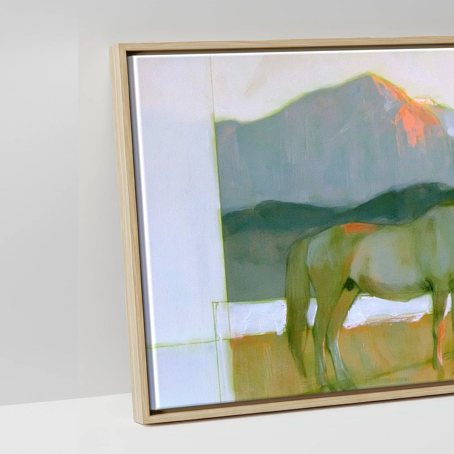 Pastel Mountain Light - artwork detail in a natural float frame