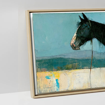 Shadows on the Teal Horizon - artwork detail in a natural float frame
