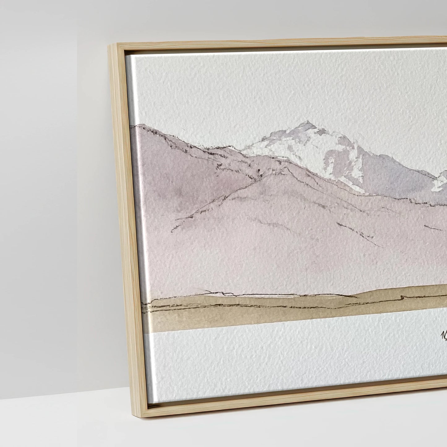 Quiet of the Range - artwork detail in a natural float frame