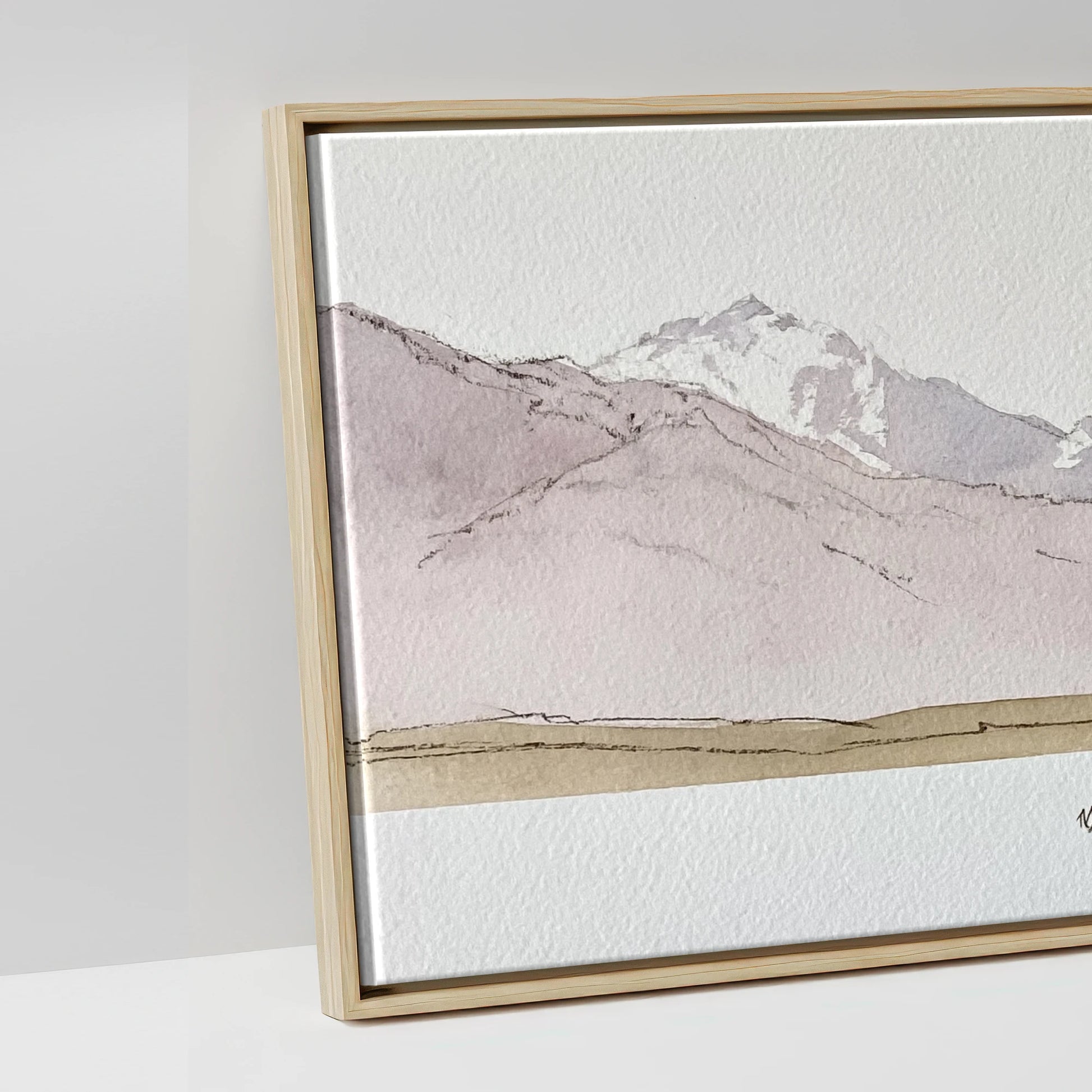 Quiet of the Range - artwork detail in a natural float frame