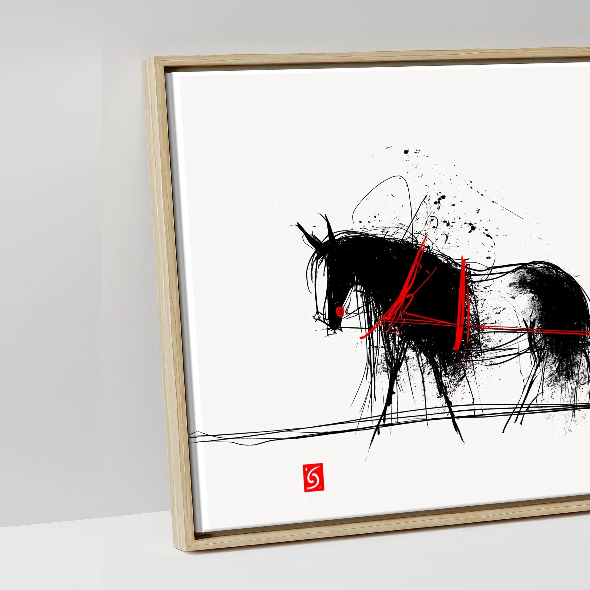 Crimson Ink Drive - artwork detail in a natural float frame