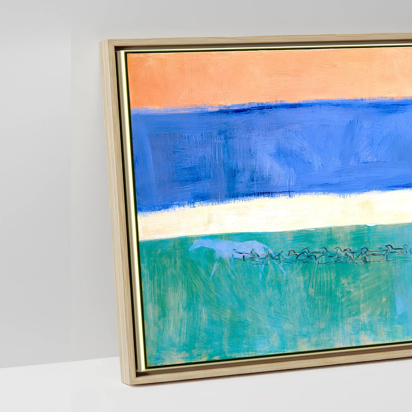 Across the Painted Tide - artwork detail in a natural float frame