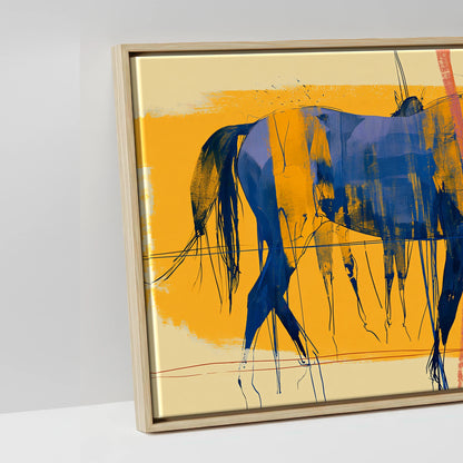 Cobalt Stride Sequence - artwork detail in a natural float frame