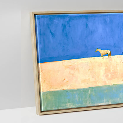 Nomads of the Horizon - artwork detail in a natural float frame
