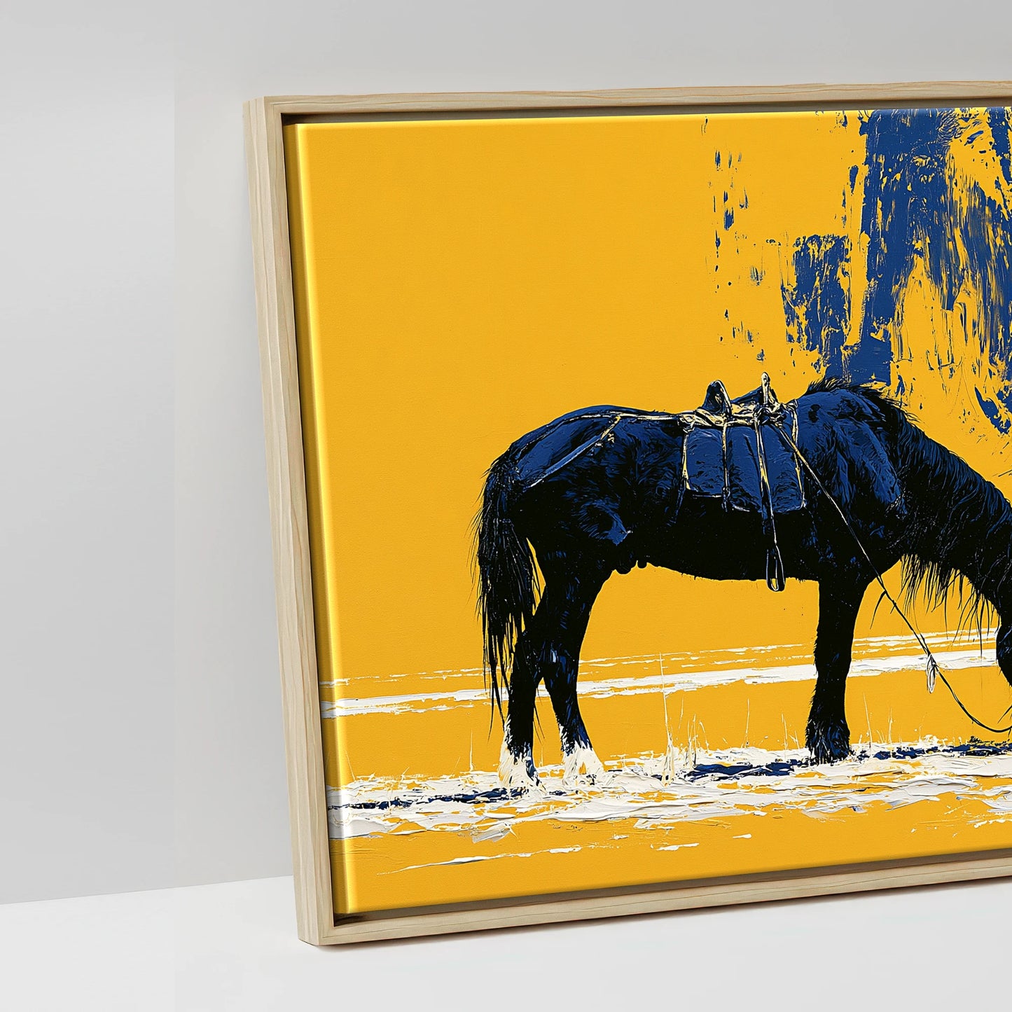 Ochre Plains and Navy Peaks - artwork detail in a natural float frame