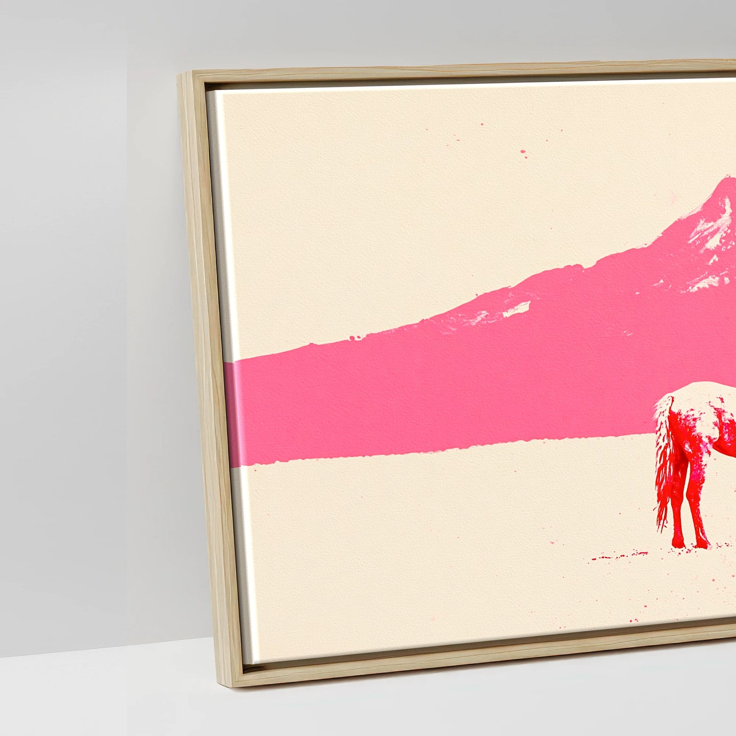 Magenta Mountains - artwork detail in a natural float frame