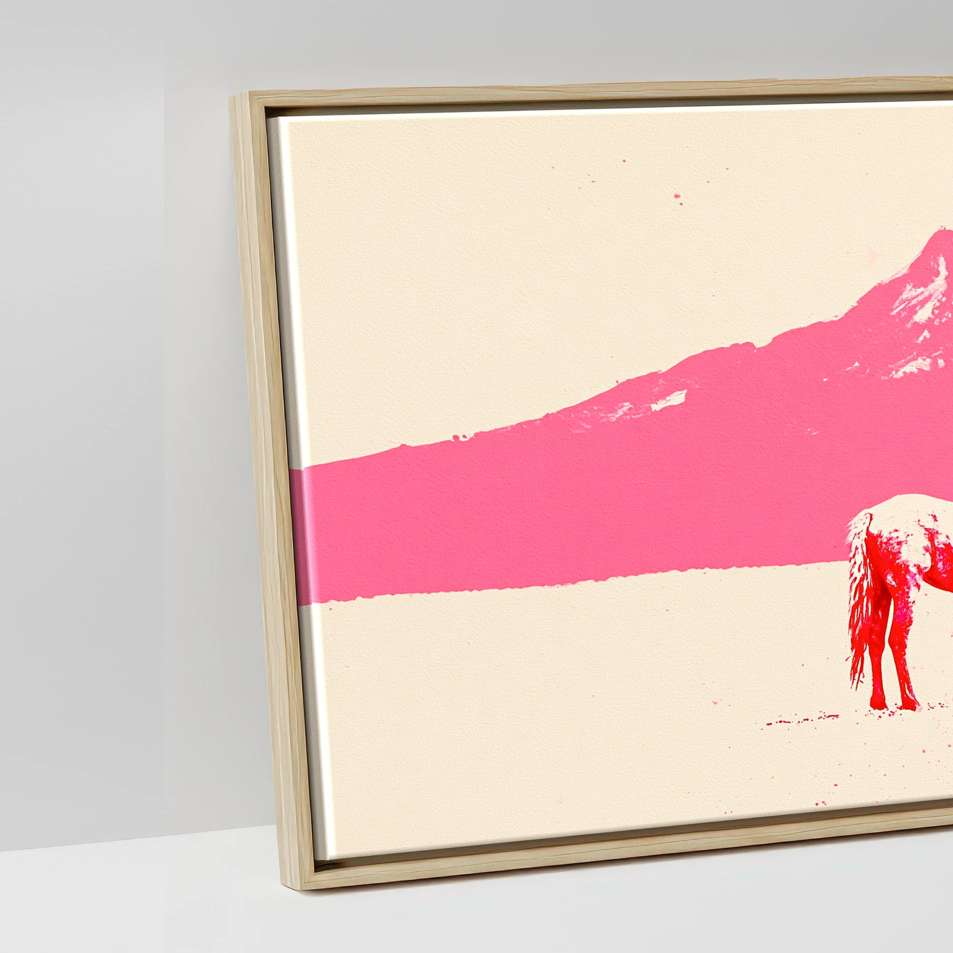 Magenta Mountains - artwork detail in a natural float frame