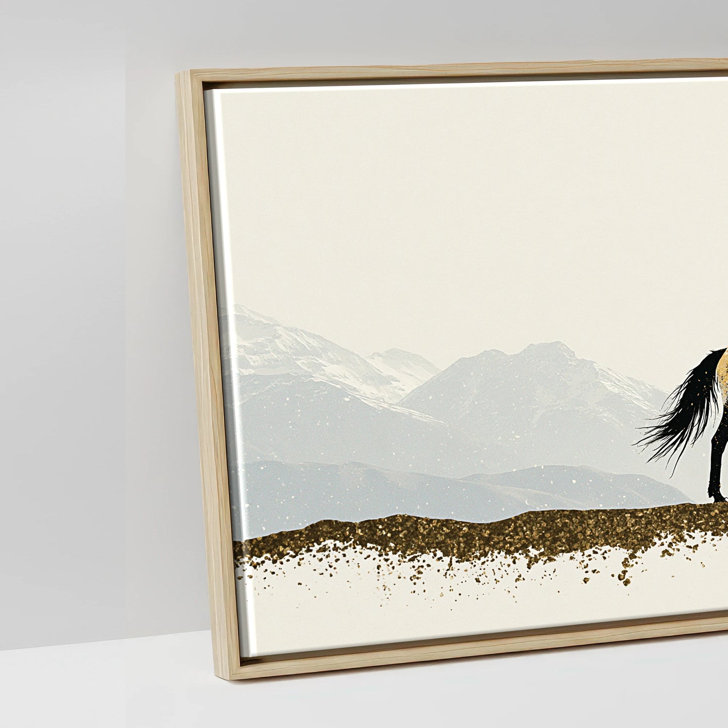 Gilded Alpine Wanderer - artwork detail in a natural float frame
