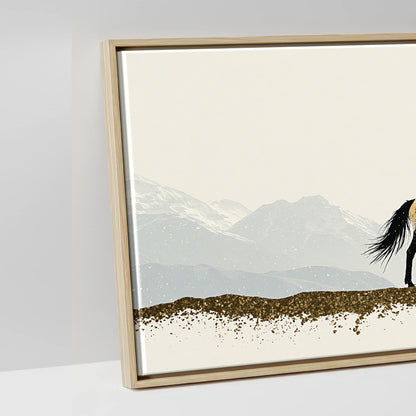 Gilded Alpine Wanderer - artwork detail in a natural float frame