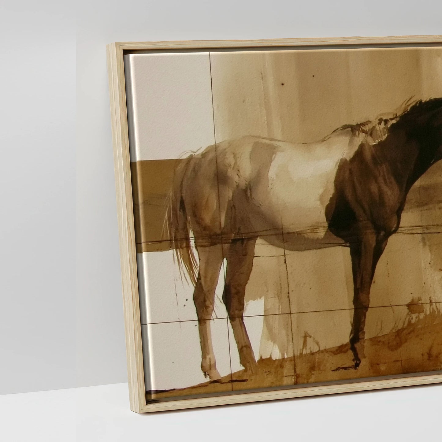 Sepia Horizon - artwork detail in a natural float frame