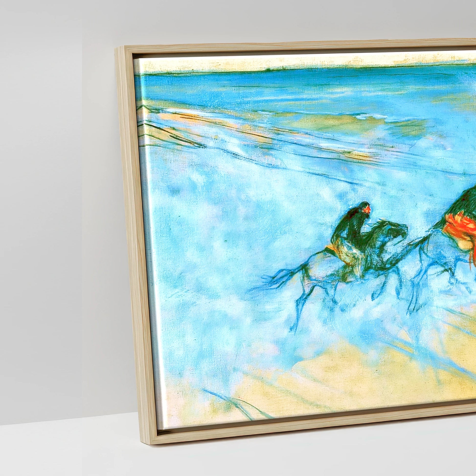 Racing the Tide - artwork detail in a natural float frame