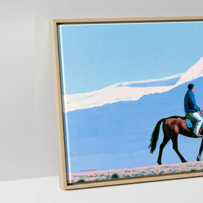 Beneath Vast Peaks - artwork detail in a natural float frame