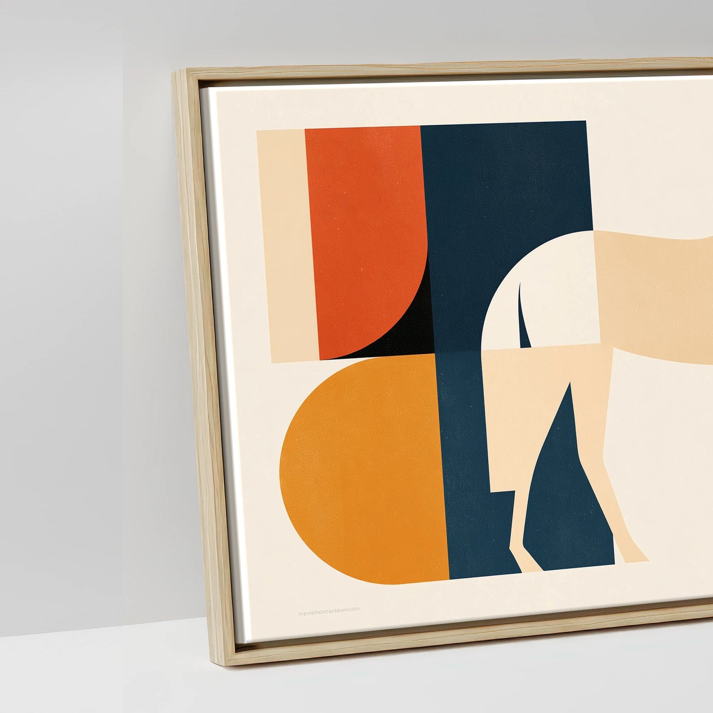Abstract Equine Geometry - artwork detail in a natural float frame