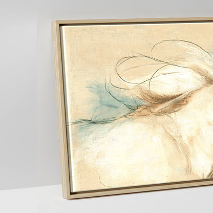 Azure Herd Study - artwork detail in a natural float frame