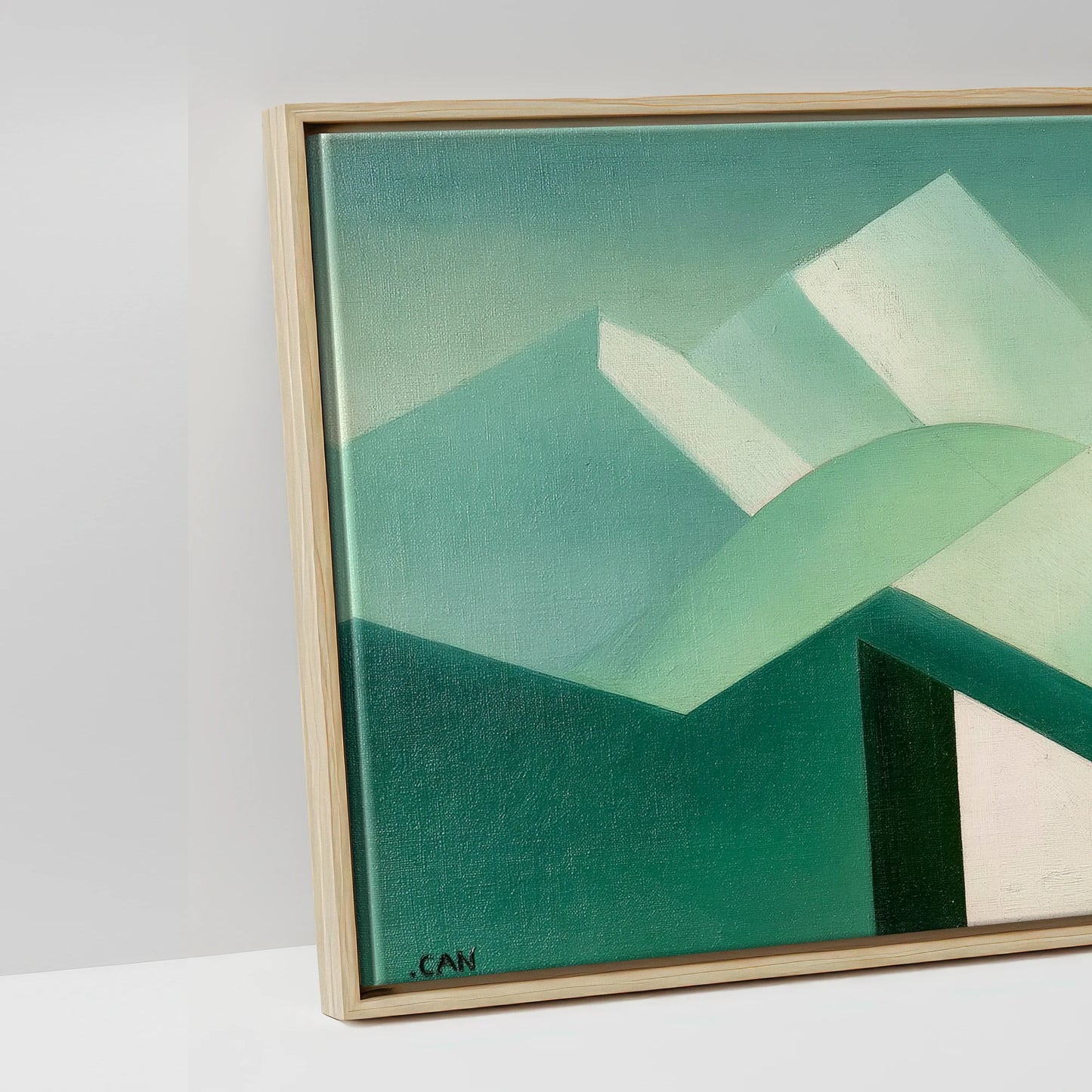 Structured Jade Equine - artwork detail in a natural float frame