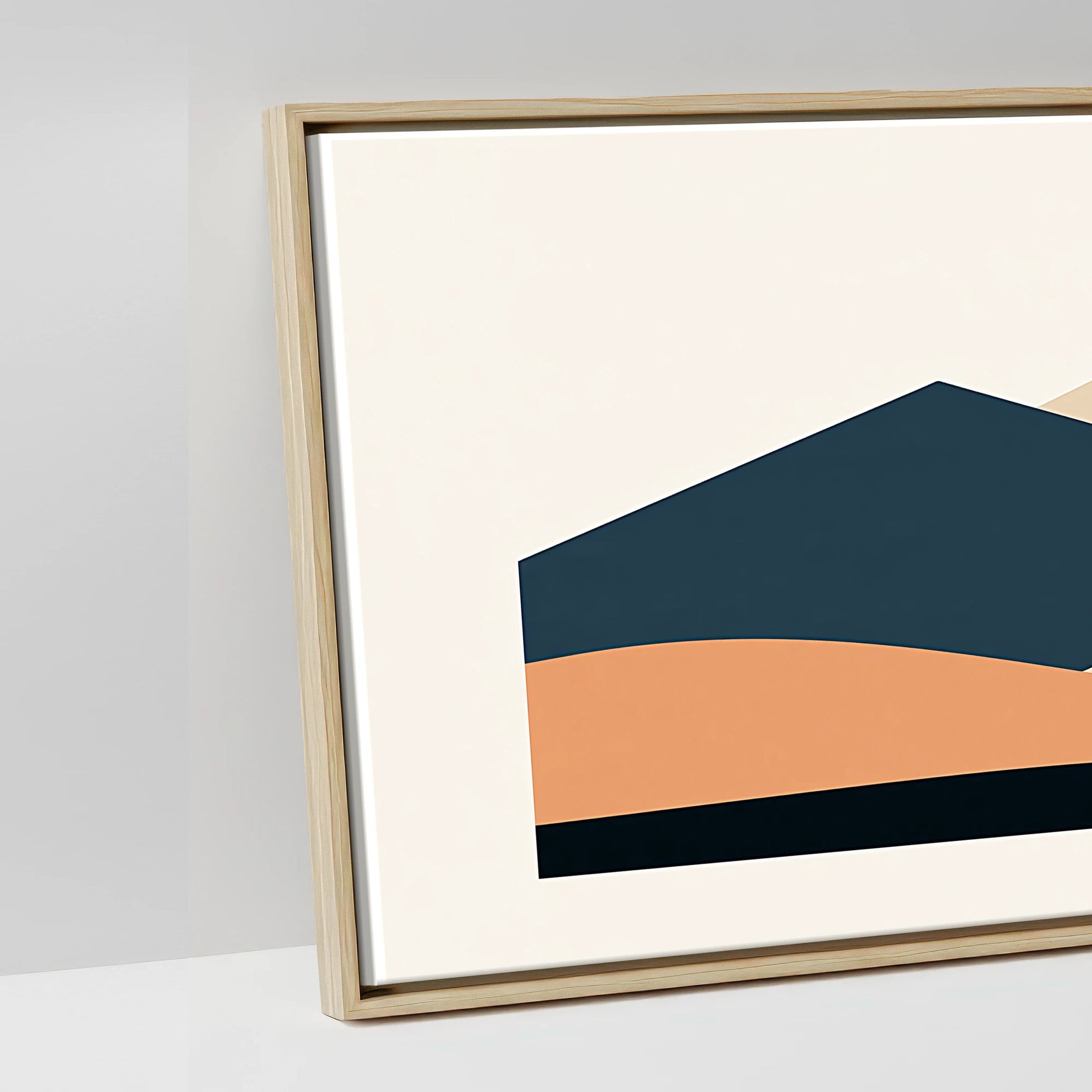 Geometric Equine Horizon - artwork detail in a natural float frame