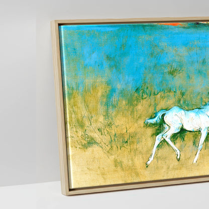 Vibrant Azure Strides - artwork detail in a natural float frame