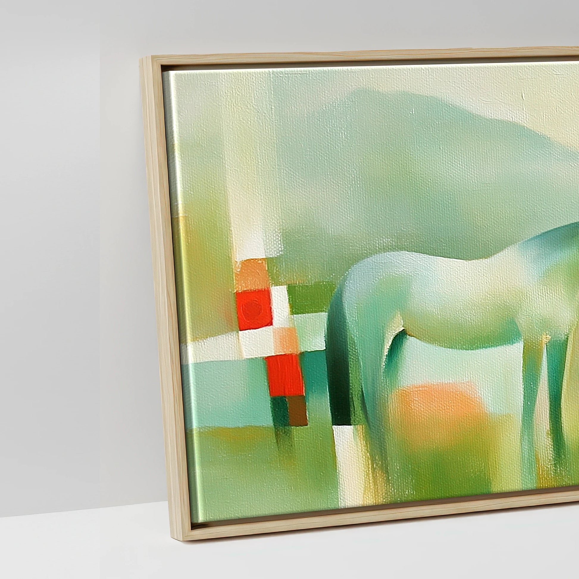 The Mint Horizon - artwork detail in a natural float frame