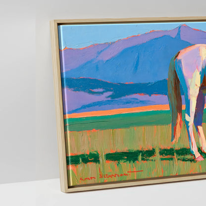 Vivid Mountain Pasture - artwork detail in a natural float frame