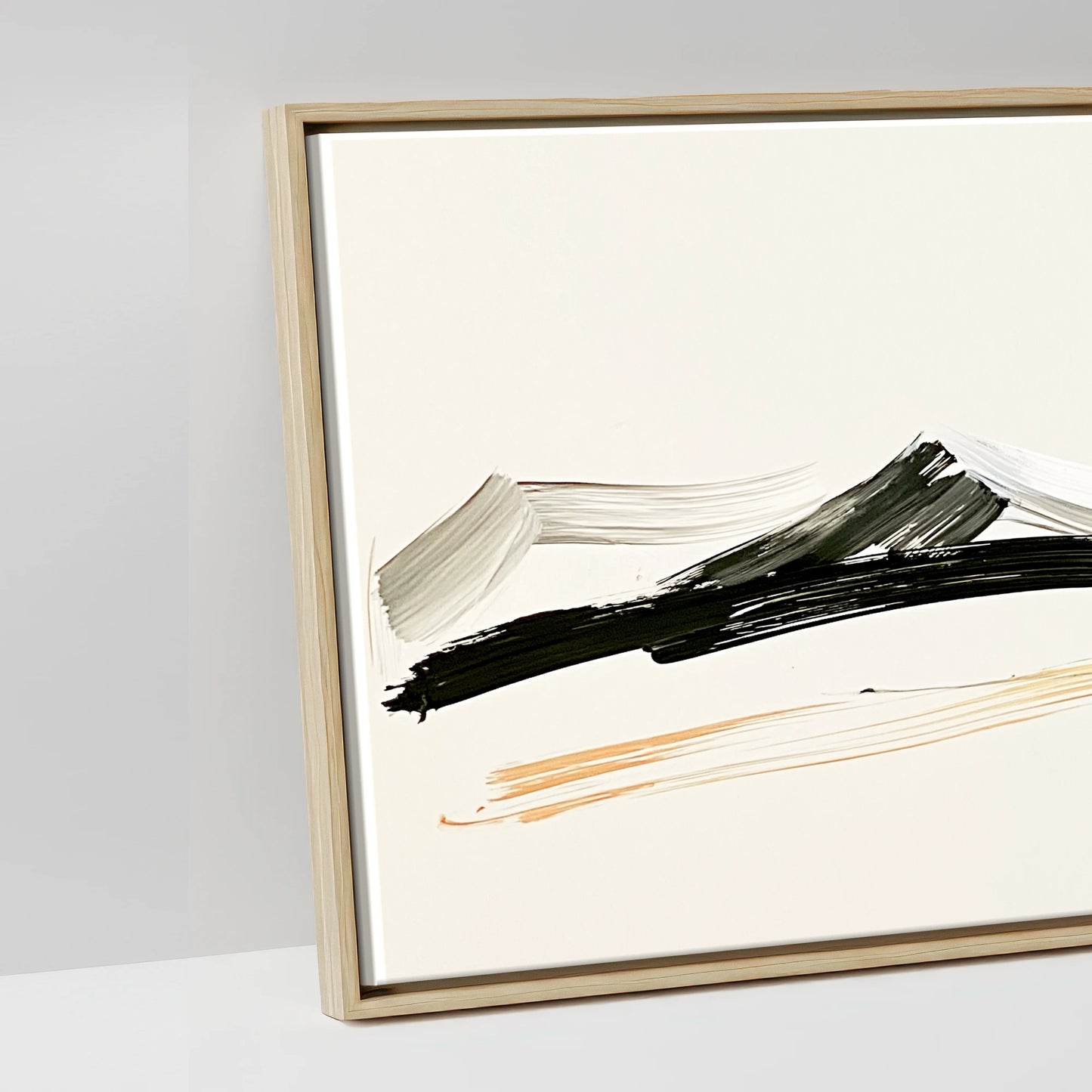 Ink and Amber Horizon - artwork detail in a natural float frame