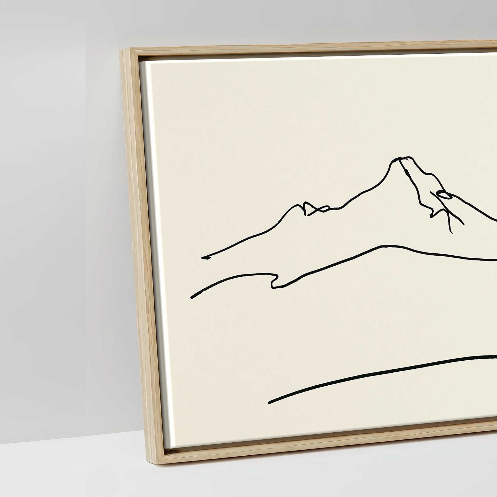 Minimalist Equine Horizon - artwork detail in a natural float frame