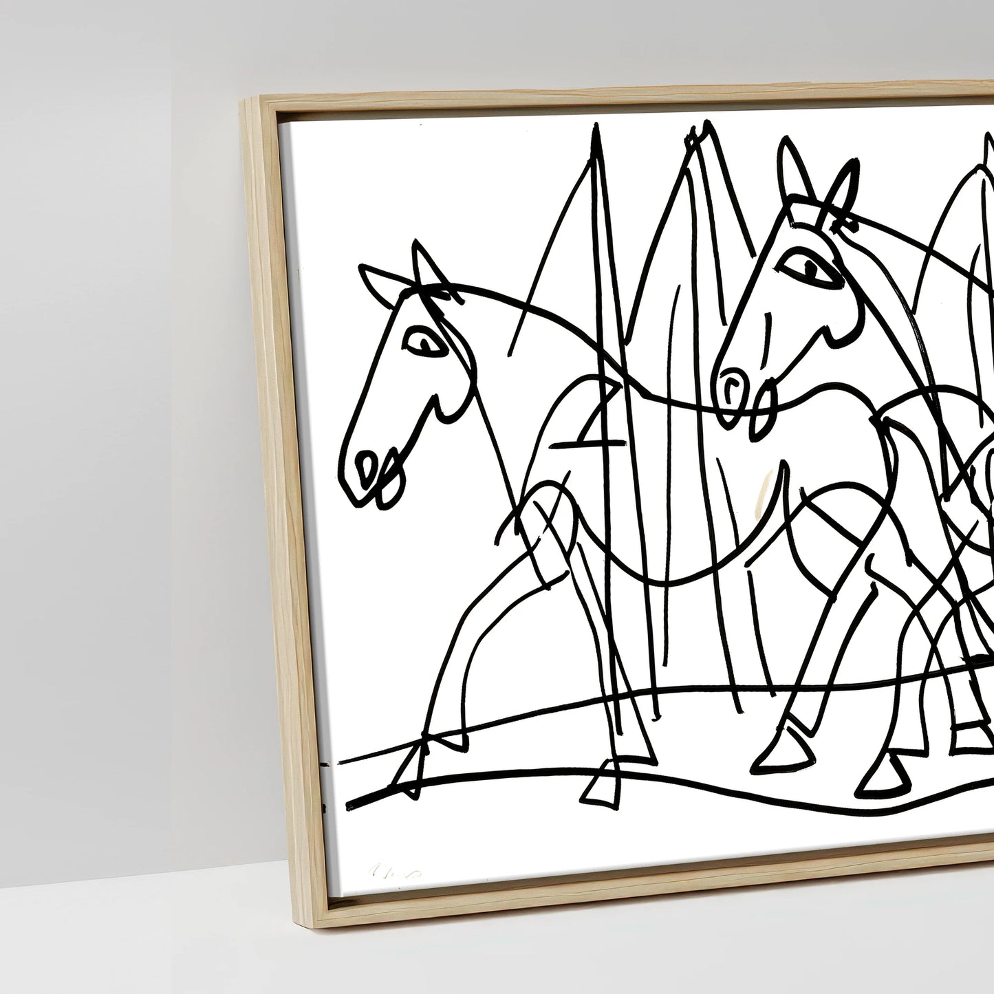 Abstract Equine Contours - artwork detail in a natural float frame