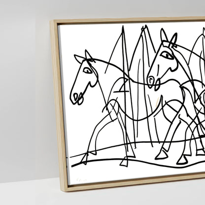 Abstract Equine Contours - artwork detail in a natural float frame