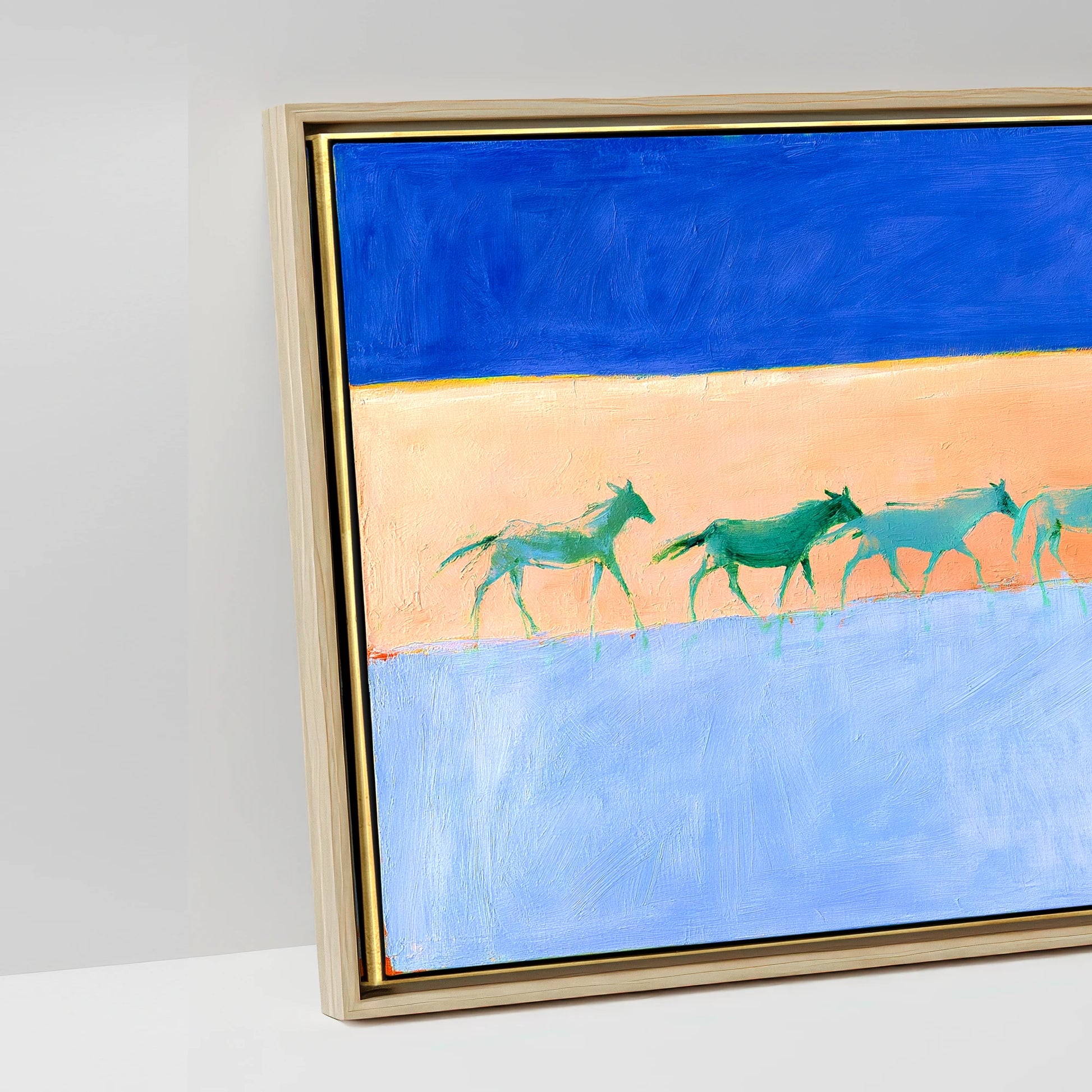 Bold Equine Horizon - artwork detail in a natural float frame
