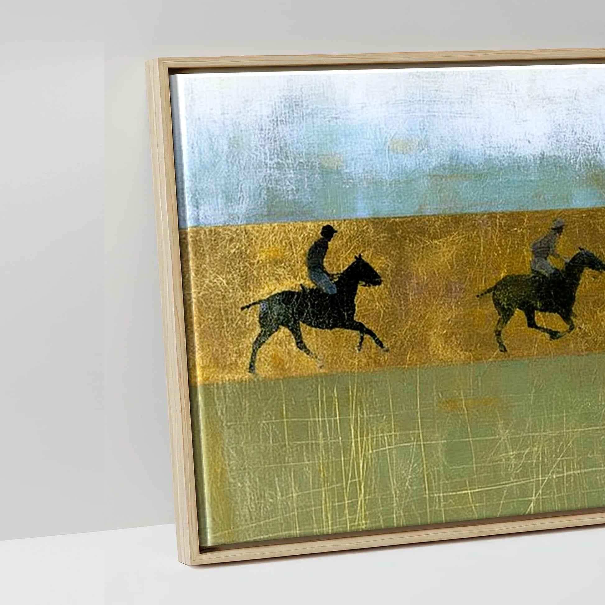 Gilded Pursuit - artwork detail in a natural float frame