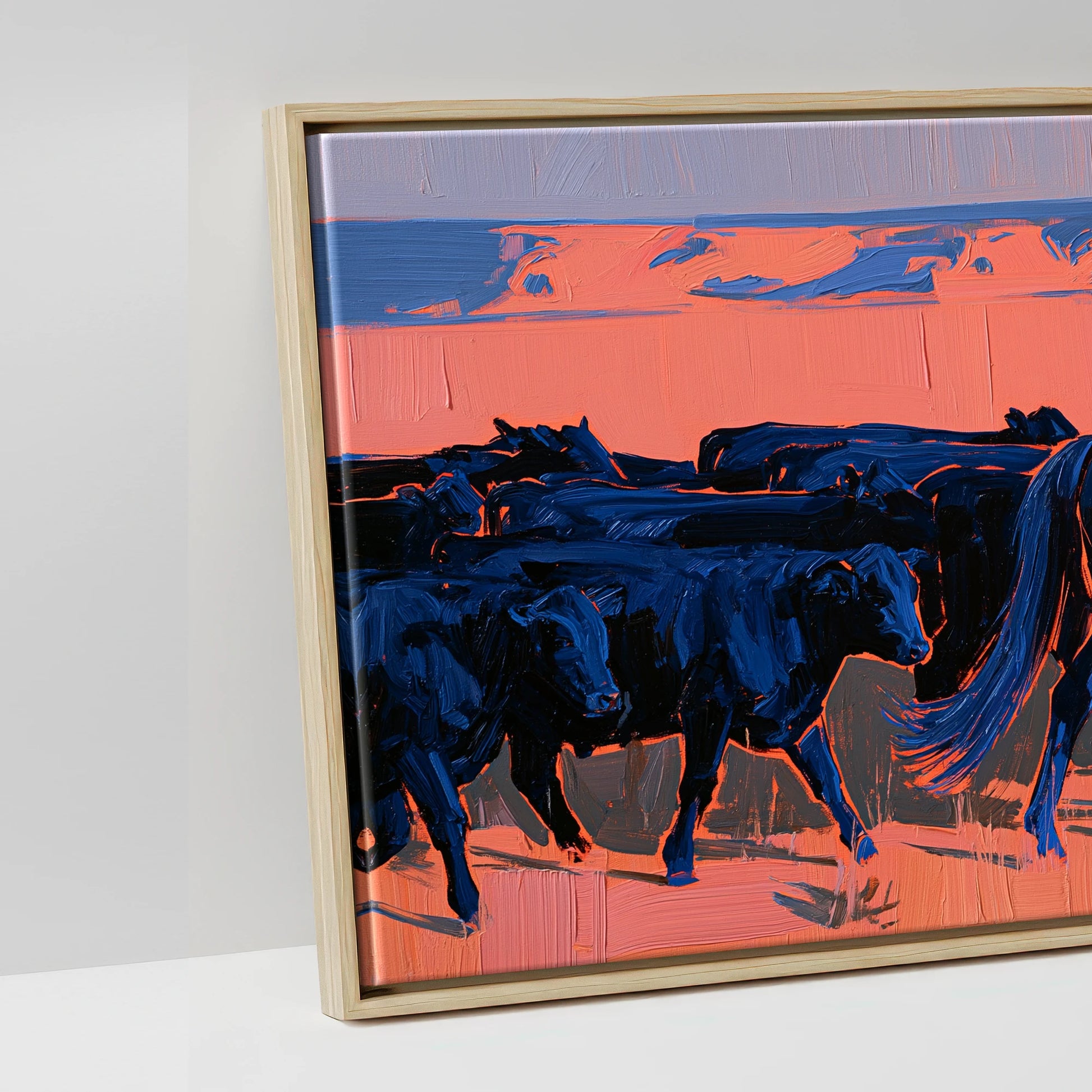 Desert Drover - artwork detail in a natural float frame
